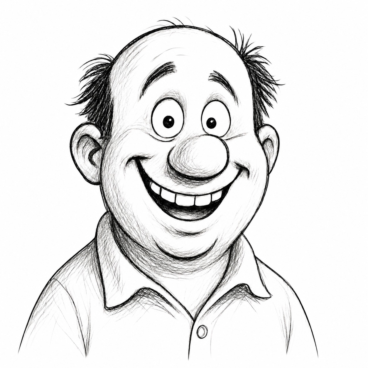 Caricatura lui Goguțu, zâmbind